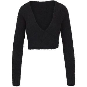 SKIMS Cozy Knit Wrap Top in Onyx S/M